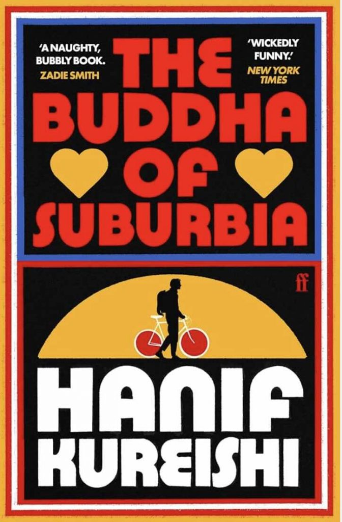 Character with orange sun behind with type