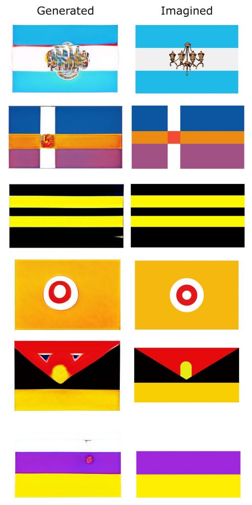AI and human designed flags side by side