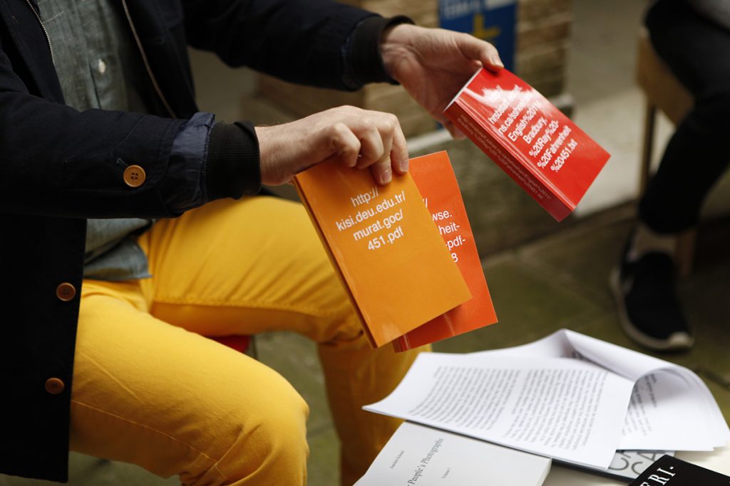 “Search, Compile, Publish” was originally delivered as a talk at The Book Affair, Venice, Italy, May 2013. It was self-published as a newsprint broadsheet, in an edition of 500, and distributed for free at the NY Art Book Fair, September 2013. A 2016 update was delivered as a talk at Miss Read, Berlin, June 2016. It is included in Publishing Manifestos, edited by Michalis Pichler, published by MIT Press in March 2019.