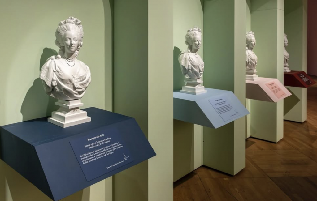 3d printed busts of Marie Antoinette with holes that let out scents